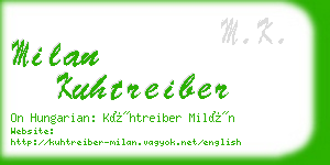 milan kuhtreiber business card